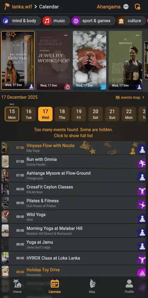 Sponsored events in the calendar (example 1)